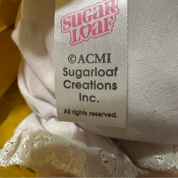 Vintage Sugar Loaf Bright Yellow Doll with Lace Accents - Picture 5 of 5